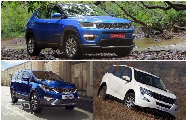 Jeep Compass vs Tata Hexa vs Mahindra XUV500: Variant-Wise Features Comparison
