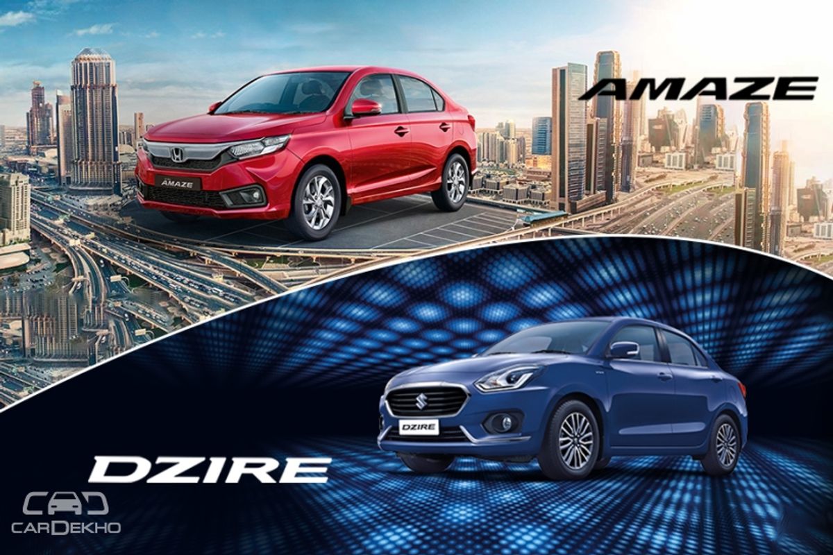 2018 Honda Amaze Vs Maruti Dzire - Which Car Offers Better Space