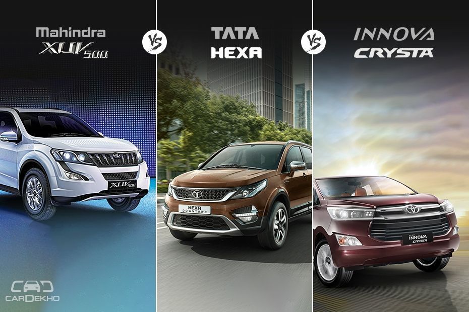November 2017 Sales Comparison - Mahindra XUV500 vs Tata Hexa vs Toyota Innova Crysta