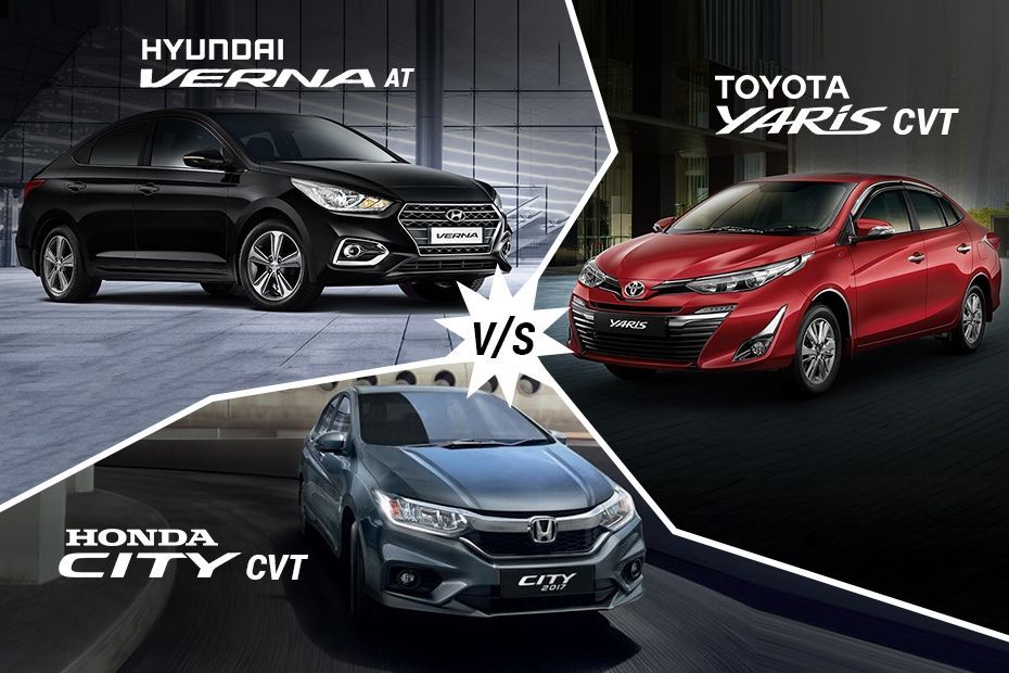 Toyota Yaris CVT vs Hyundai Verna Automatic vs Honda City CVT – Real-World Performance Compared