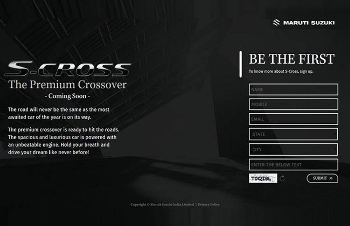 Maruti Suzuki S Cross Website Goes Live as Launch Nears! Maruti Suzuki S Cross Website Goes Live as Launch Nears!