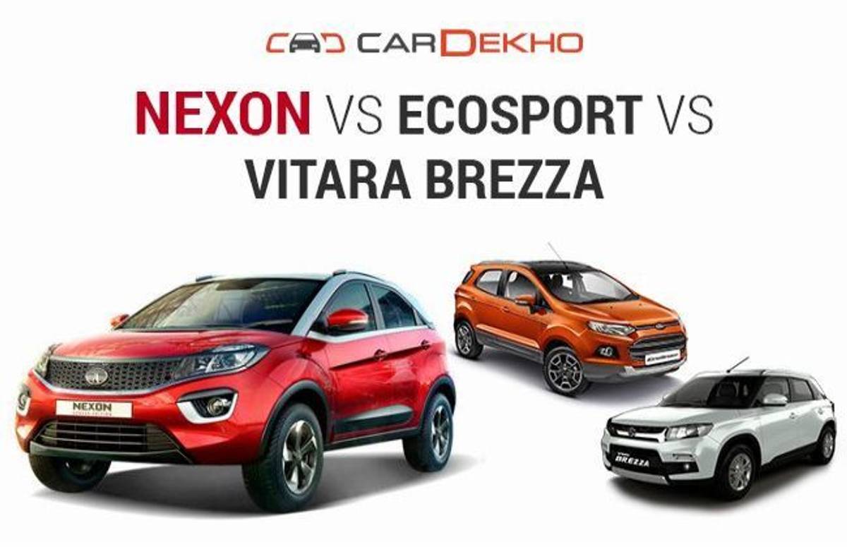 Tata Nexon Vs Ford EcoSport Vs Maruti Suzuki Vitara Brezza: Spec Comparo Tata Nexon Vs Ford EcoSport Vs Maruti Suzuki Vitara Brezza: Spec Comparo