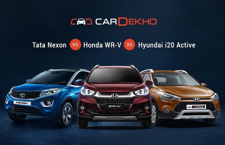 Tata Nexon Vs Honda WR-V Vs Hyundai i20 Active – Spec Comparo Tata Nexon Vs Honda WR-V Vs Hyundai i20 Active – Spec Comparo