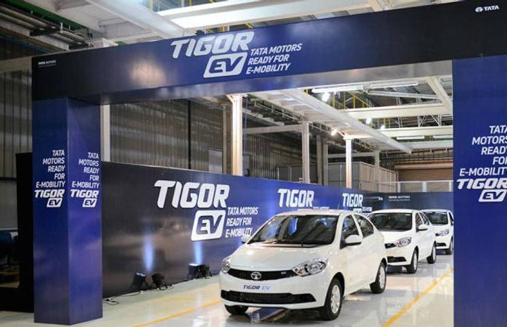 Tata Tigor EV Rolls Out Of Sanand Factory Tata Tigor EV Rolls Out Of Sanand Factory